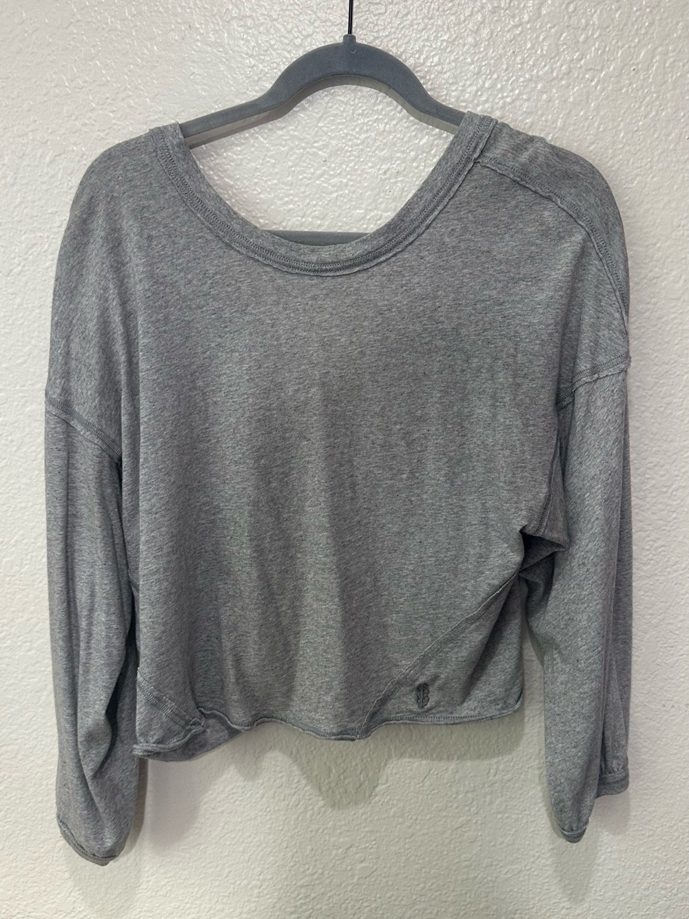 Free People Gray Long-Sleeve Top